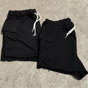 No Boundaries Junior's Black Knit Pull On Drawstring Cargo Shorts bundle